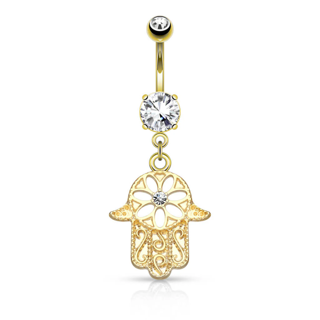 Piercing Nombril Pendentif Hamsa Zircone - Image 4