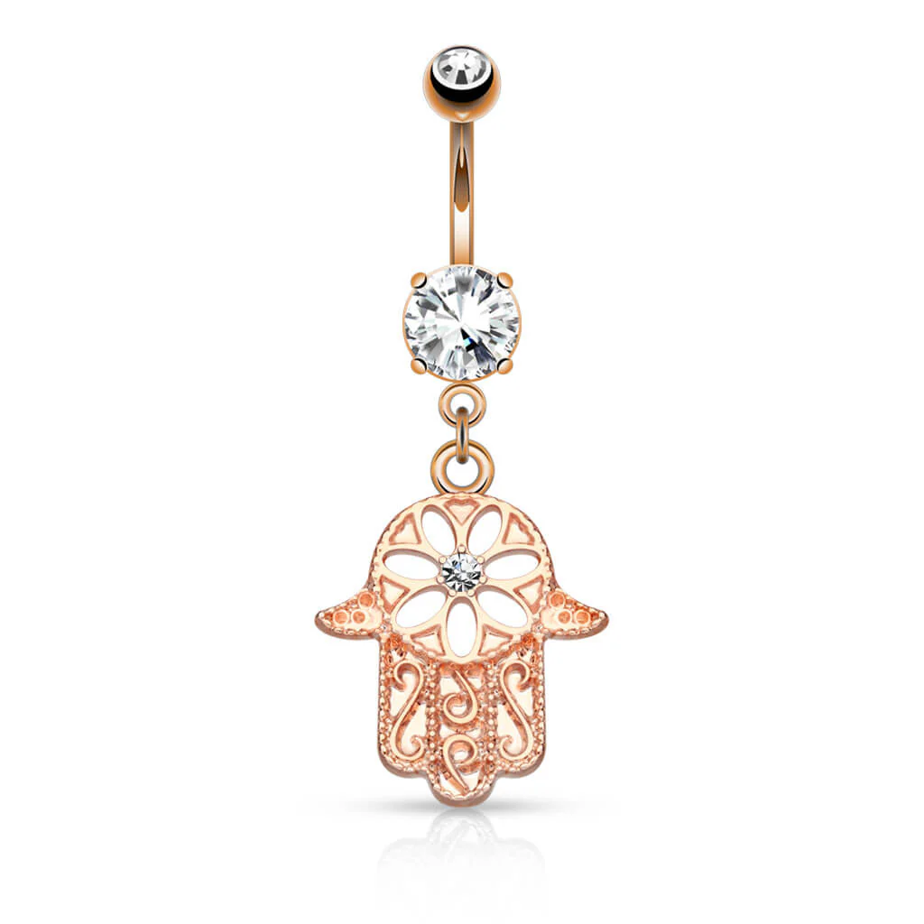 Piercing Nombril Pendentif Hamsa Zircone - Image 5