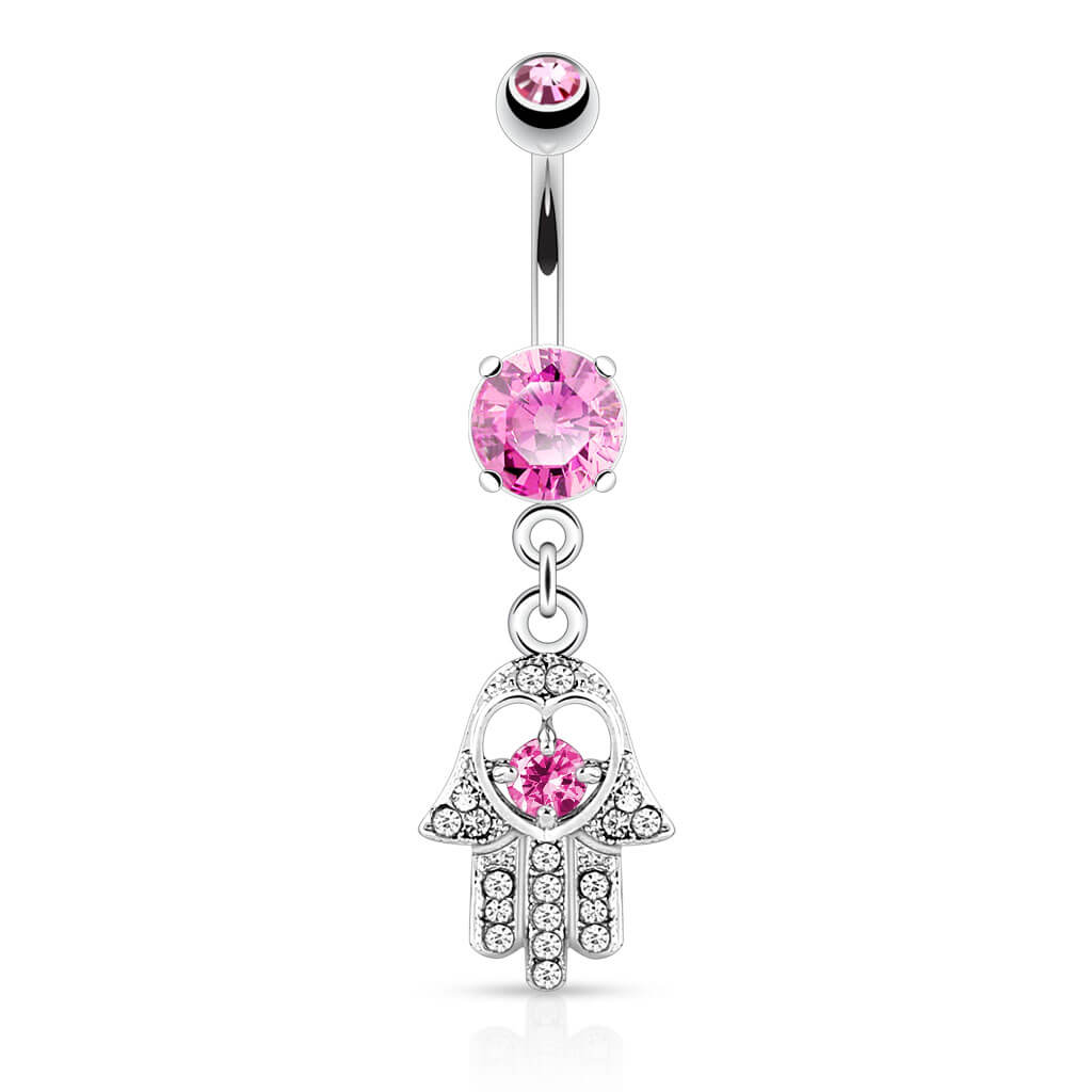 Piercing Nombril Pendentif Hamsa Zircone Silver - Image 3