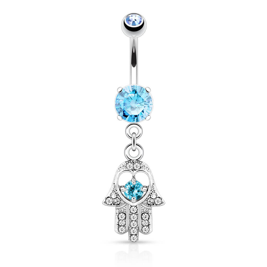 Piercing Nombril Pendentif Hamsa Zircone Silver - Image 4