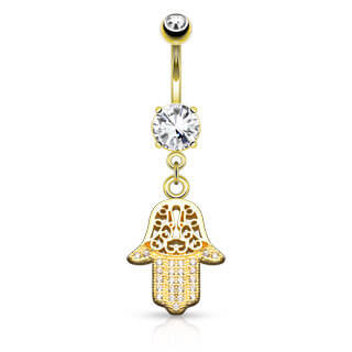 Piercing Nombril Pendentif Hamsa Zircone - Image 2