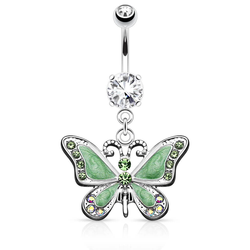 Piercing Nombril Pendentif Papillon Zircone - Image 2