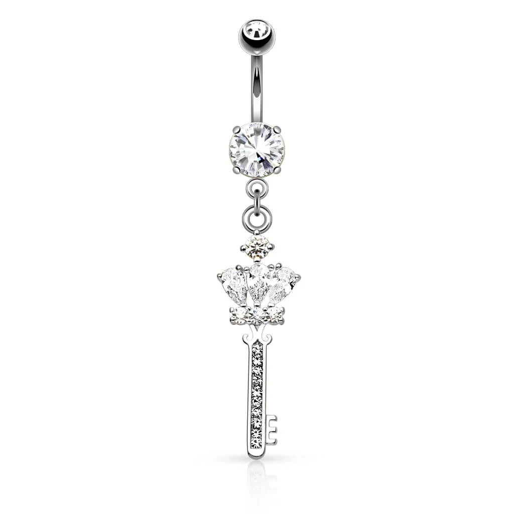 Piercing Nombril Pendentif Clé Zircone - Image 2