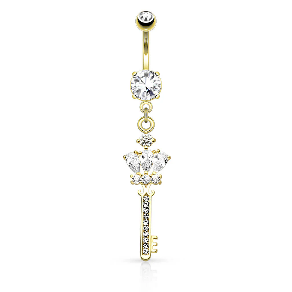 Piercing Nombril Pendentif Clé Zircone - Image 3