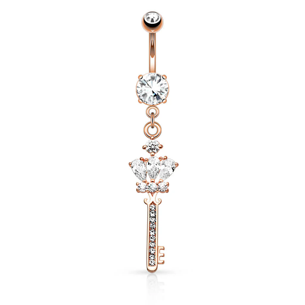 Piercing Nombril Pendentif Clé Zircone - Image 4