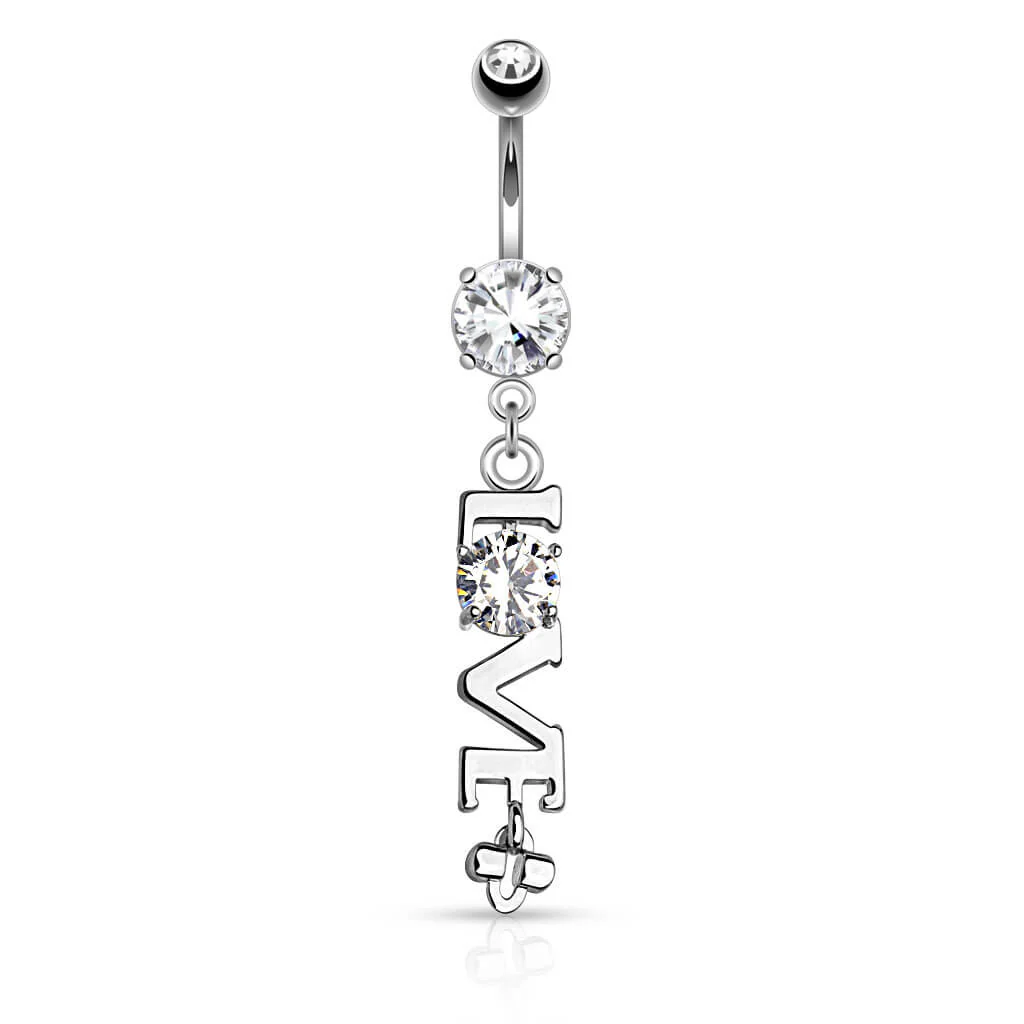 Piercing Nombril Pendentif LOVE Zircone - Image 2