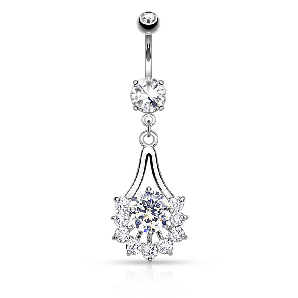 Piercing Nombril Pendentif Fleur Zircone - Image 2