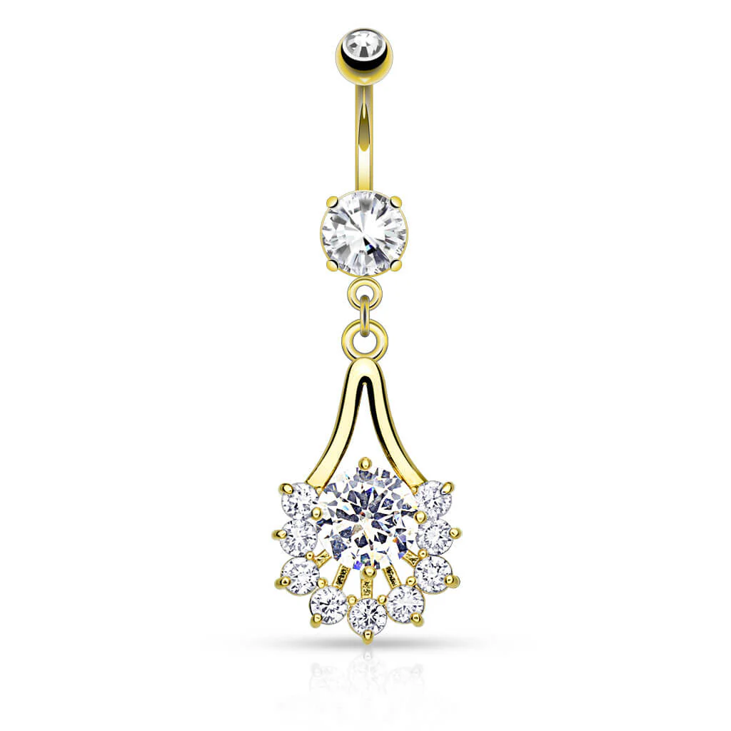 Piercing Nombril Pendentif Fleur Zircone - Image 3