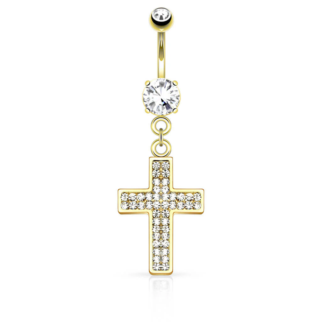 Piercing Nombril Pendentif Croix Zircone - Image 3