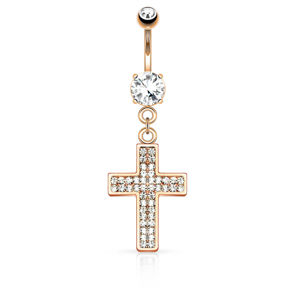 Piercing Nombril Pendentif Croix Zircone - Image 4