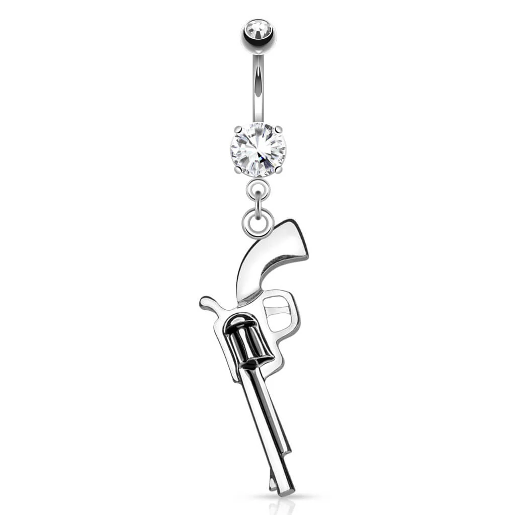 Piercing Nombril Pendentif Revolver Zircone - Image 2