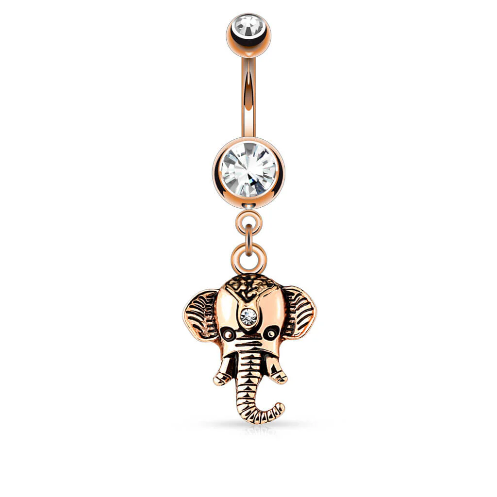 Piercing Nombril Pendentif Élephant Zircone - Image 3