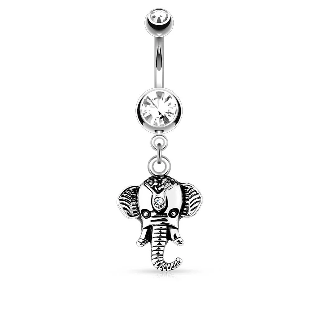 Piercing Nombril Pendentif Élephant Zircone - Image 4