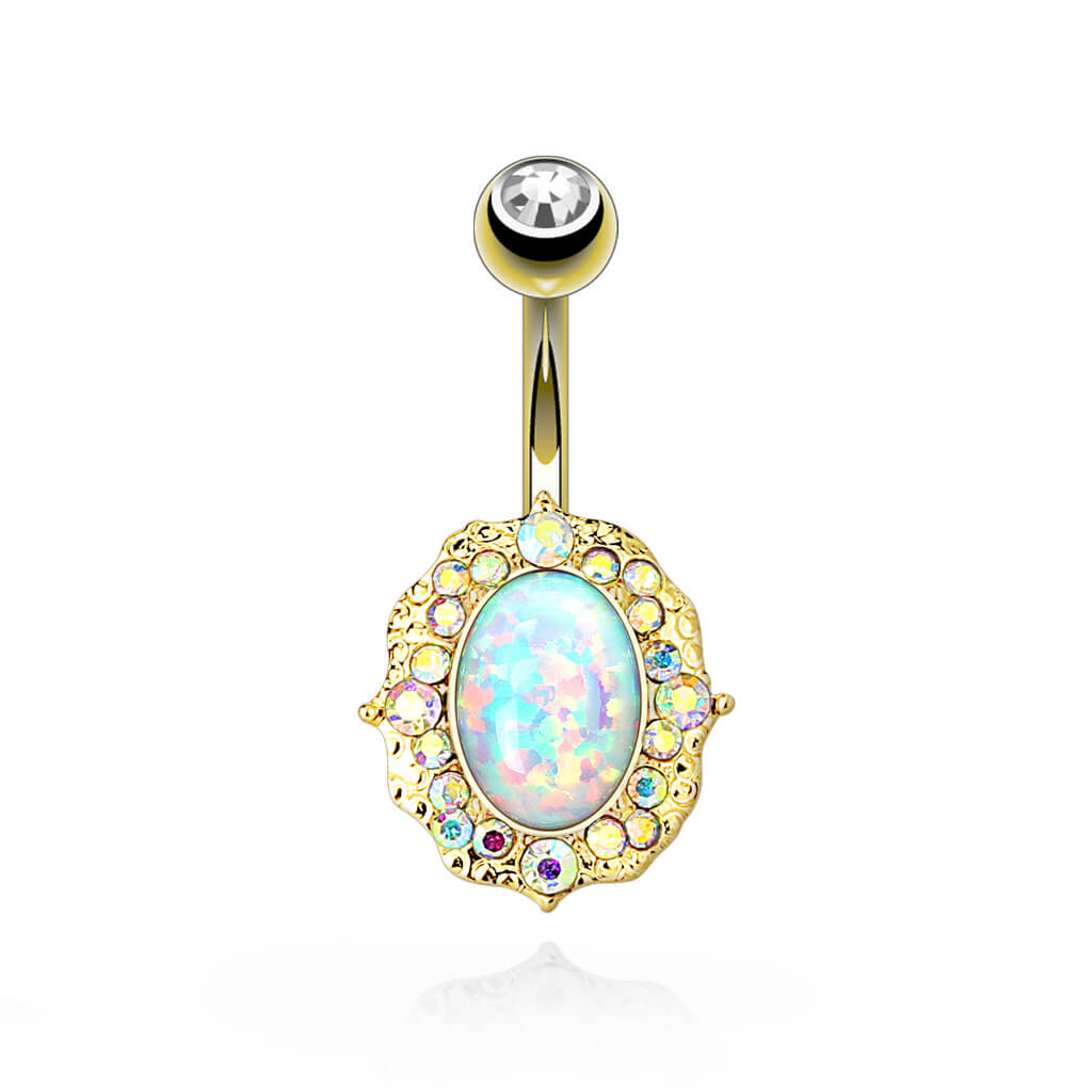 Piercing Nombril Opale Ovale Zircone - Image 2