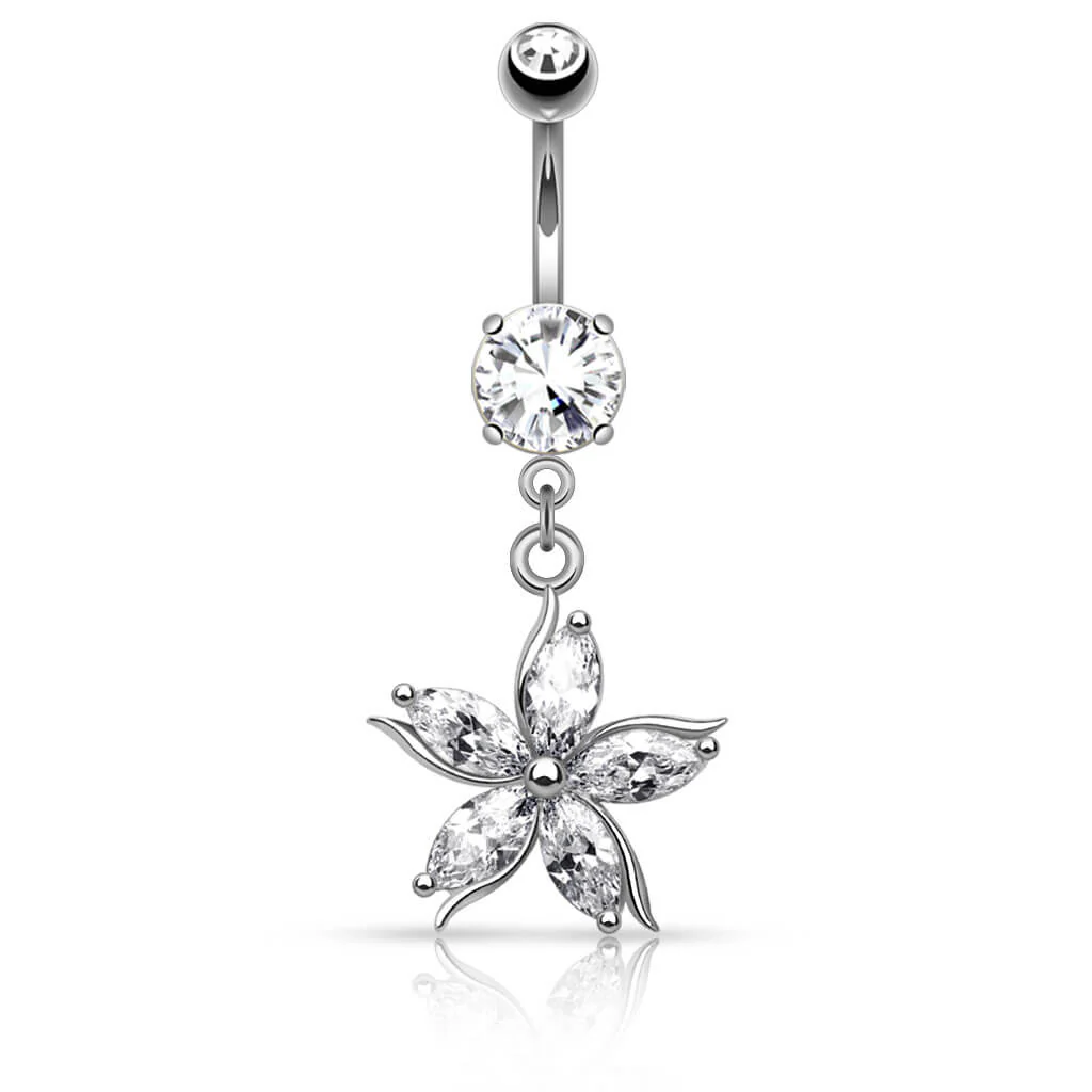 Piercing Nombril Pendentif Fleur Zircone - Image 2