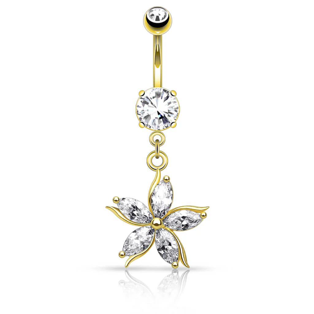 Piercing Nombril Pendentif Fleur Zircone - Image 3