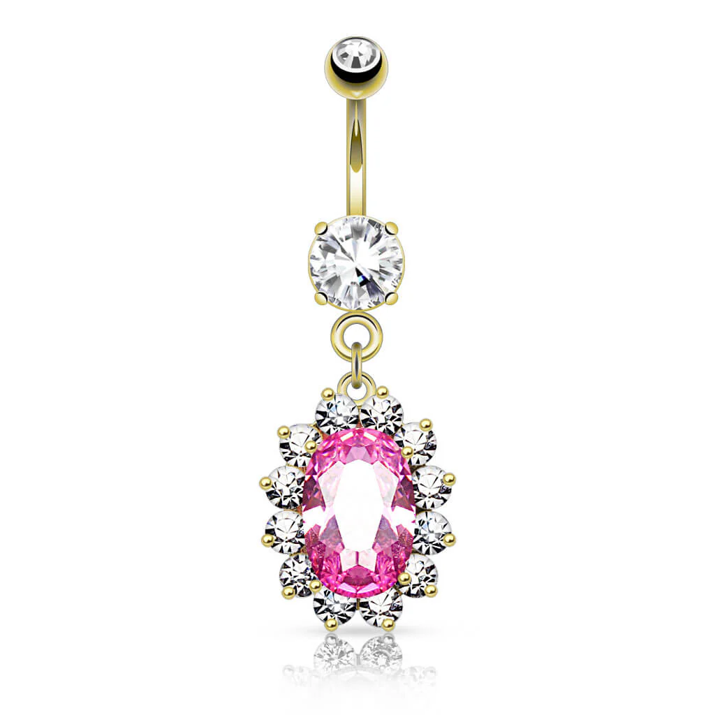 Piercing Nombril Pendentif Fleur Zircone - Image 3