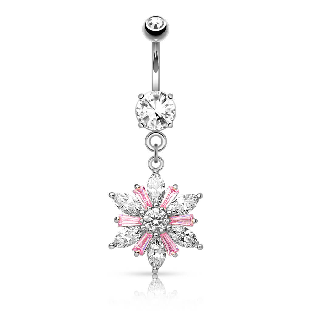 Piercing Nombril Pendentif Fleur Zircone - Image 2