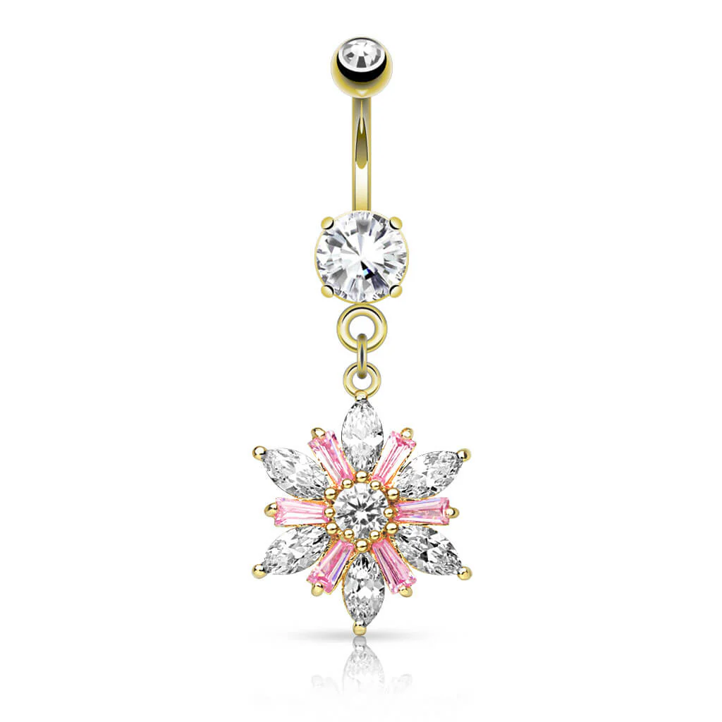 Piercing Nombril Pendentif Fleur Zircone - Image 3