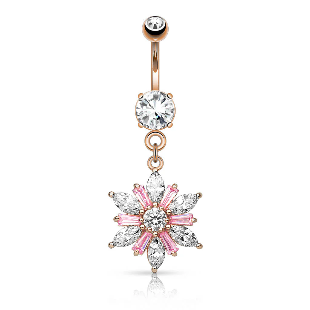 Piercing Nombril Pendentif Fleur Zircone - Image 4