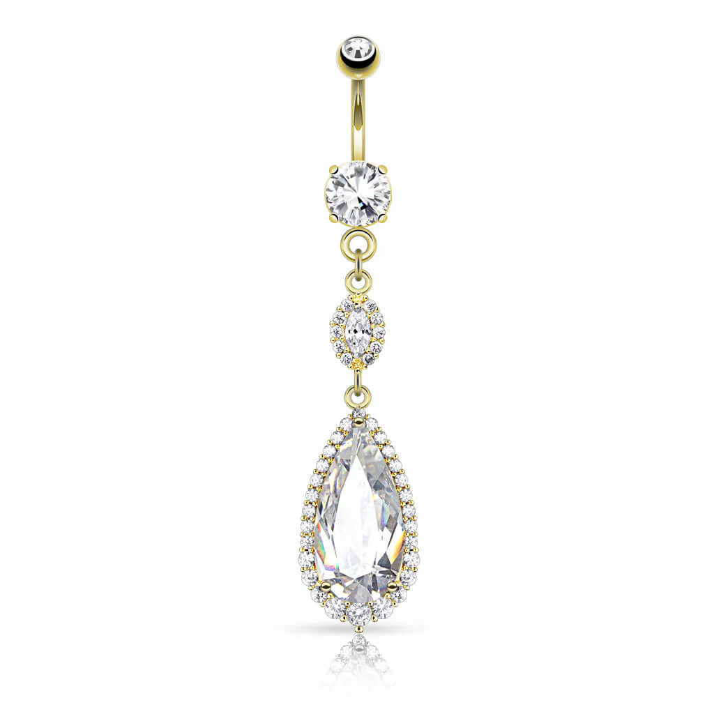 Piercing Nombril Pendentif Goutte Zircone - Image 3