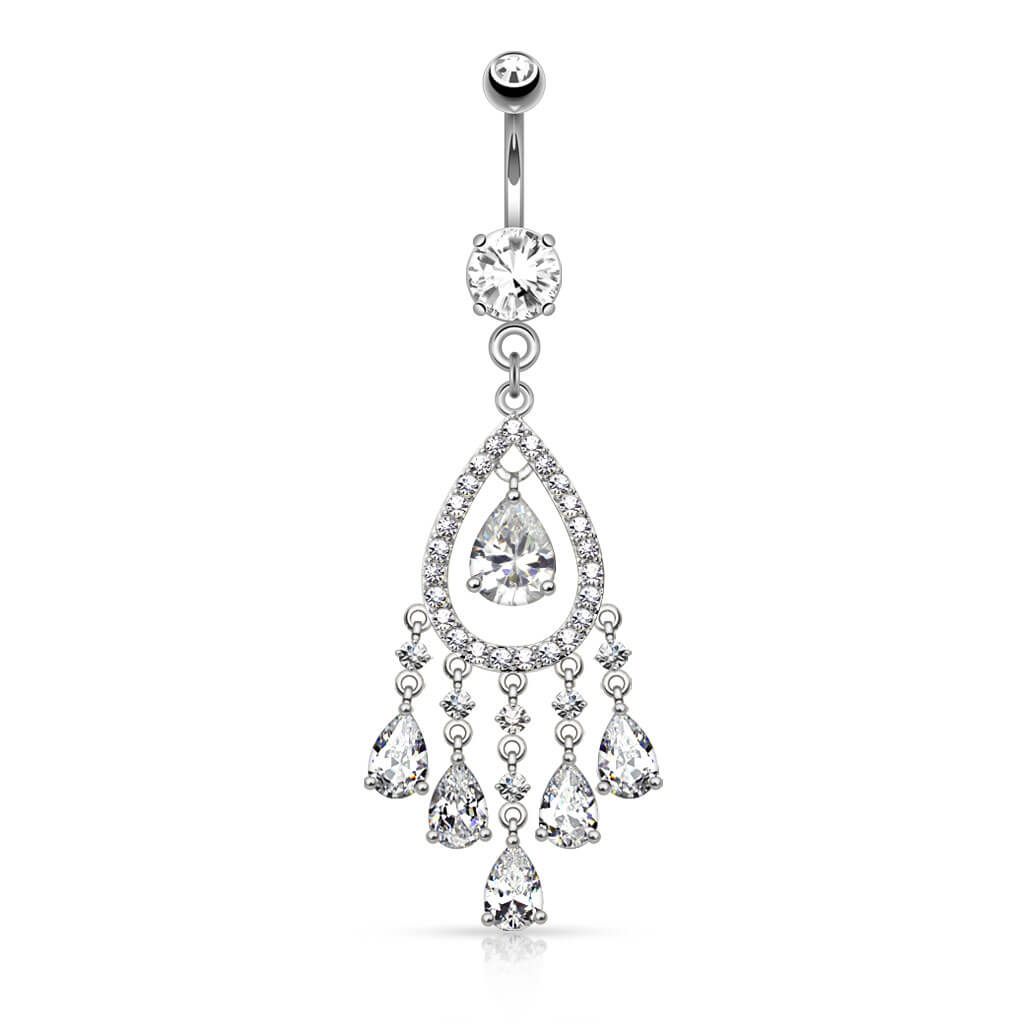 Piercing Nombril Pendentif Goutte Zircone - Image 2