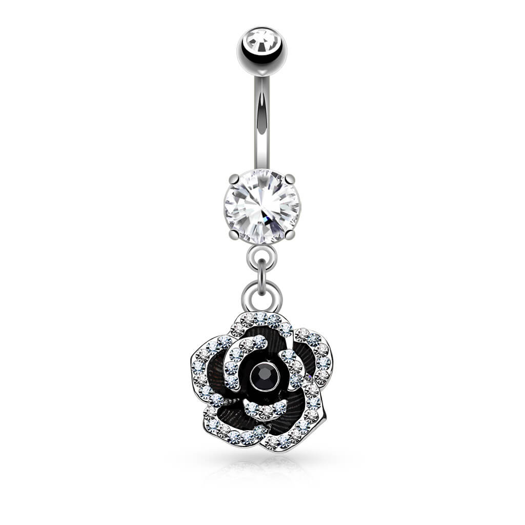 Piercing Nombril Pendentif Rose Zircone - Image 2