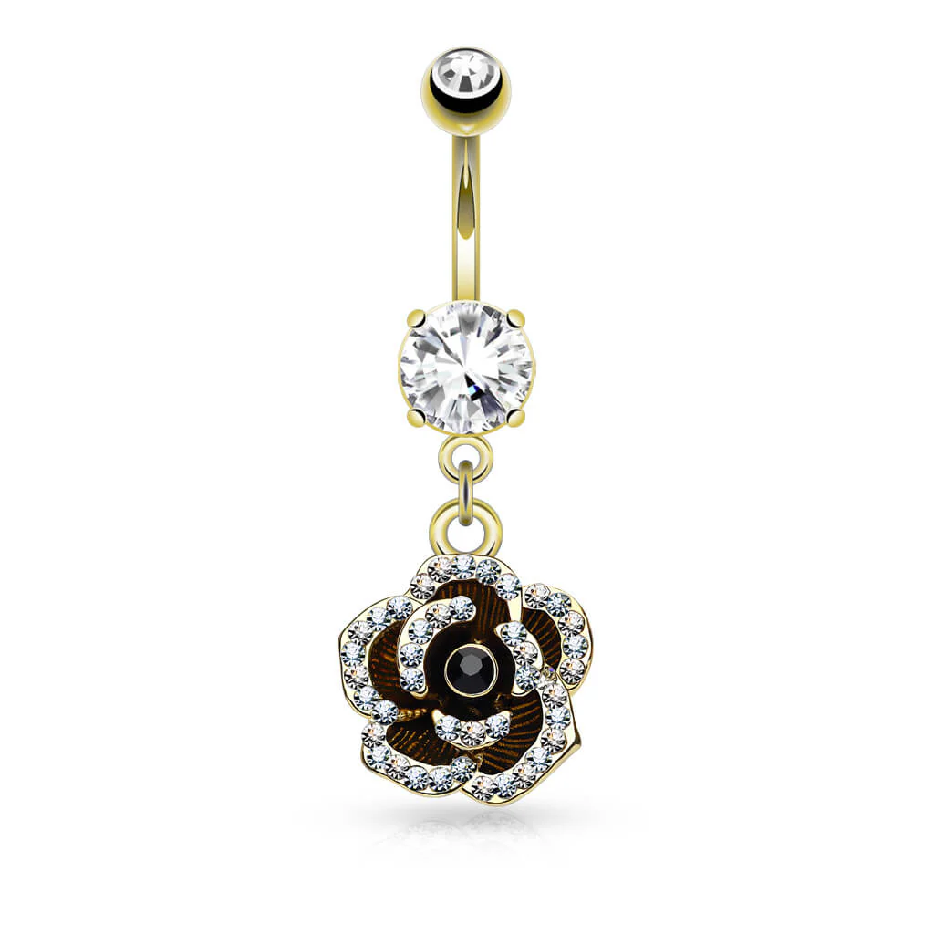 Piercing Nombril Pendentif Rose Zircone - Image 3