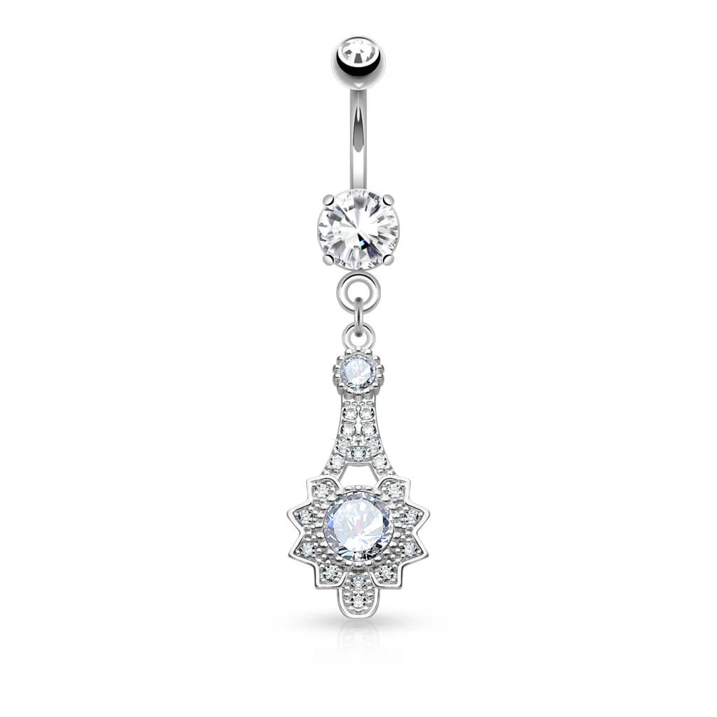 Piercing Nombril Pendentif Soleil Tribal Zircone - Image 2