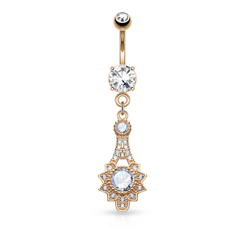 Piercing Nombril Pendentif Soleil Tribal Zircone - Image 4