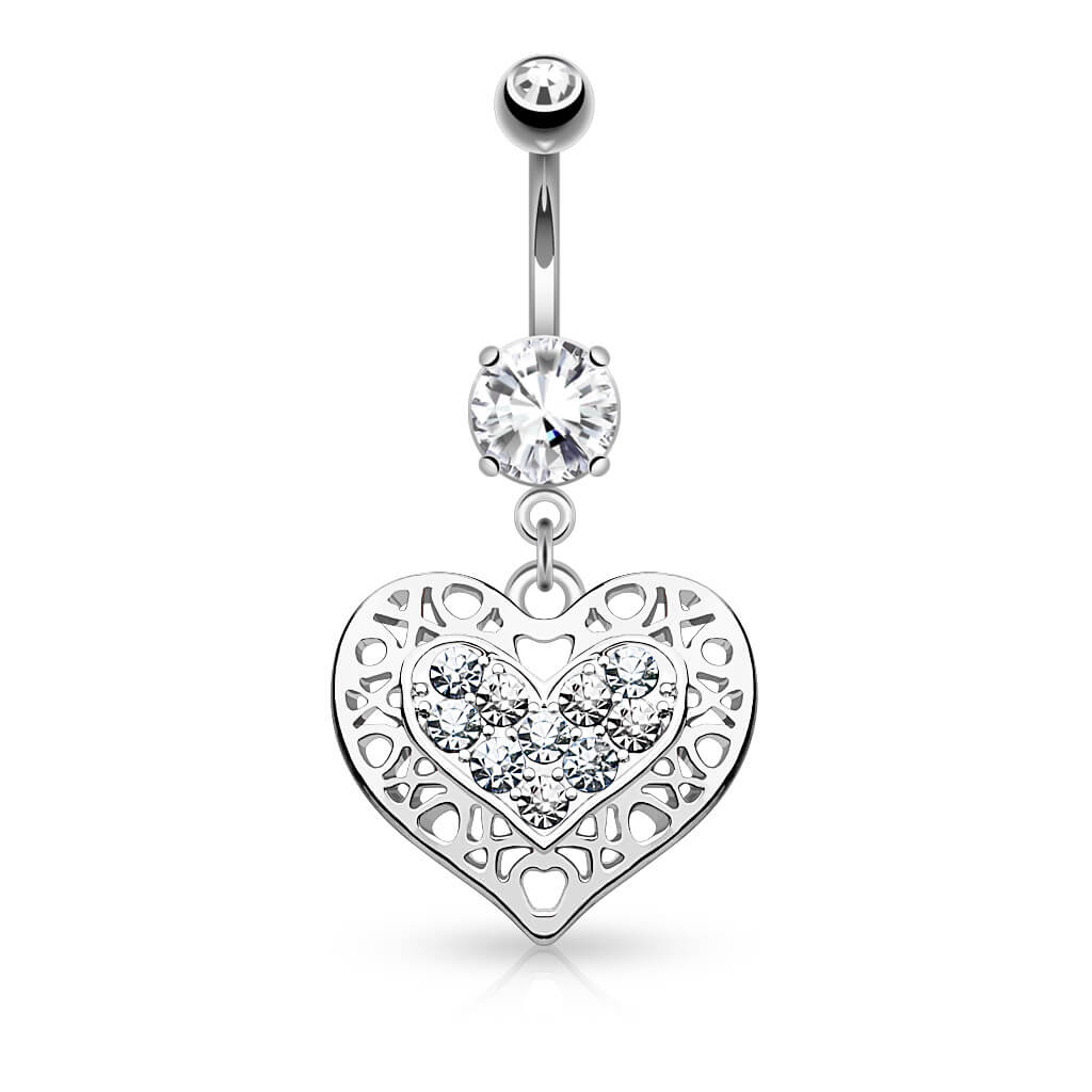 Piercing Nombril Pendentif Cœur Zircone - Image 2