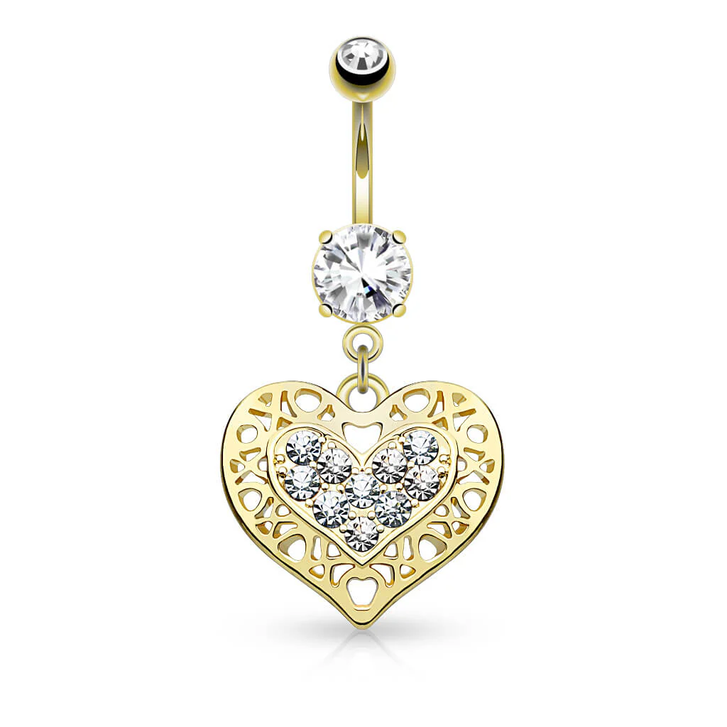 Piercing Nombril Pendentif Cœur Zircone - Image 3