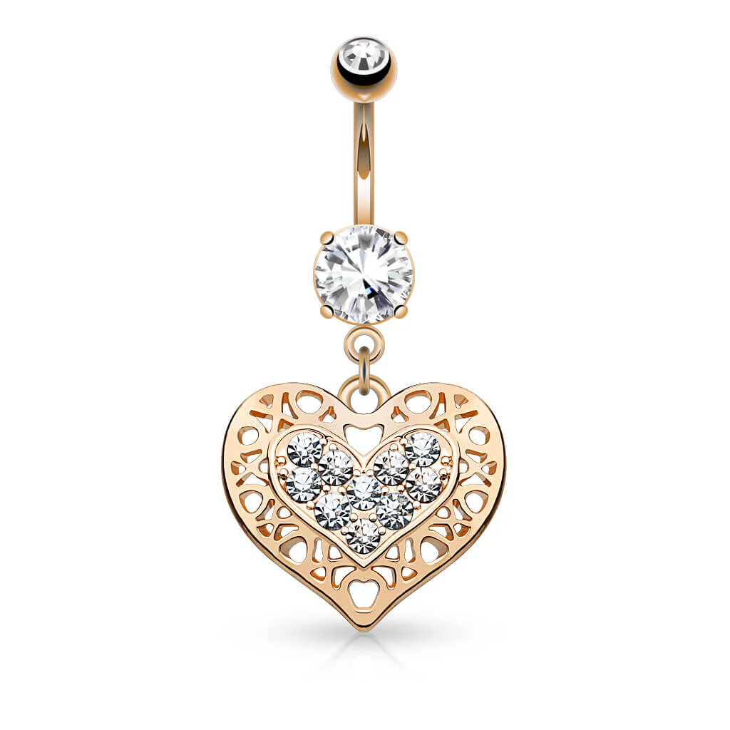 Piercing Nombril Pendentif Cœur Zircone - Image 4