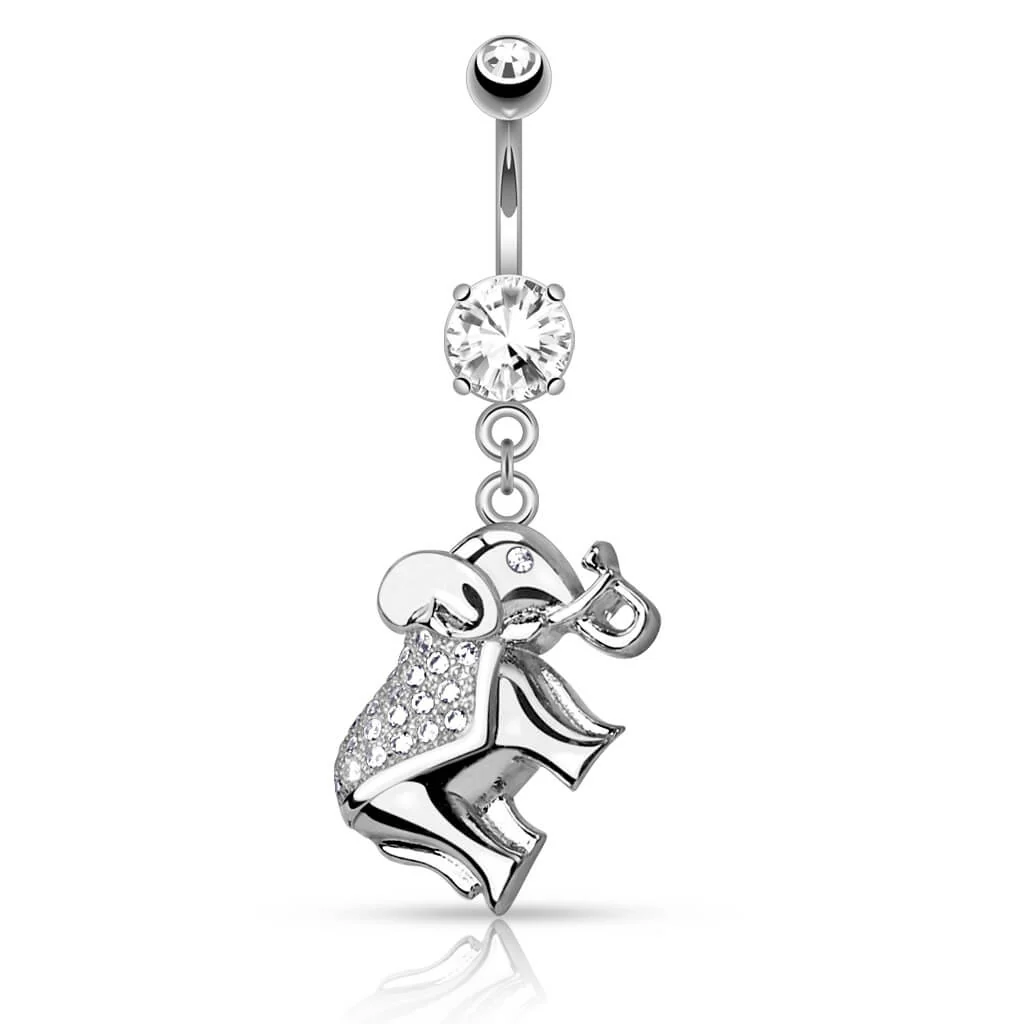 Piercing Nombril Pendentif Éléphant Zircone - Image 2