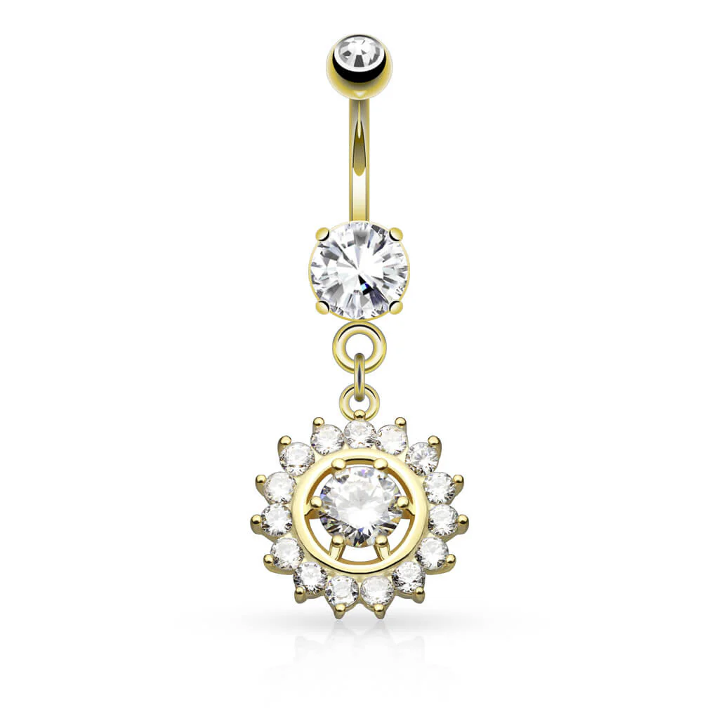 Piercing Nombril Pendentif Soleil Zircone - Image 3