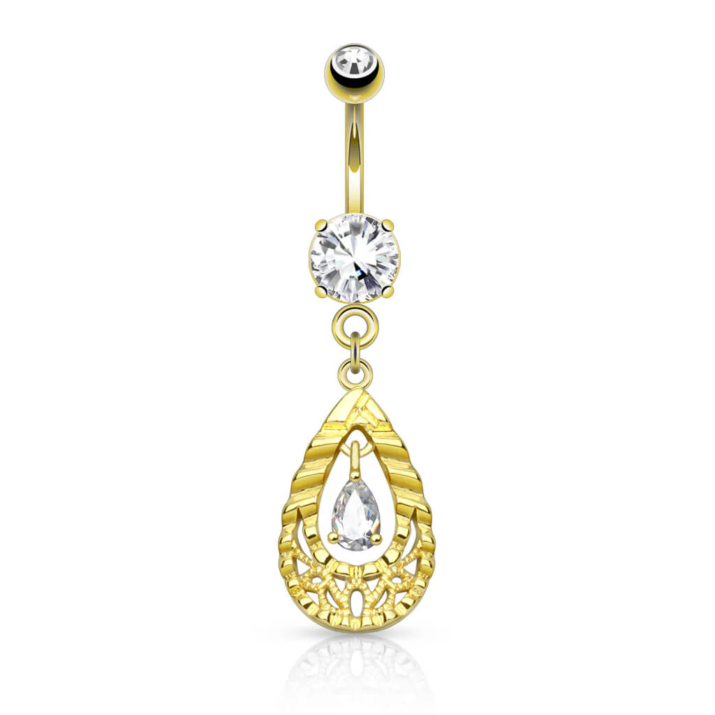 Piercing Nombril Pendentif Goutte Zircone - Image 3