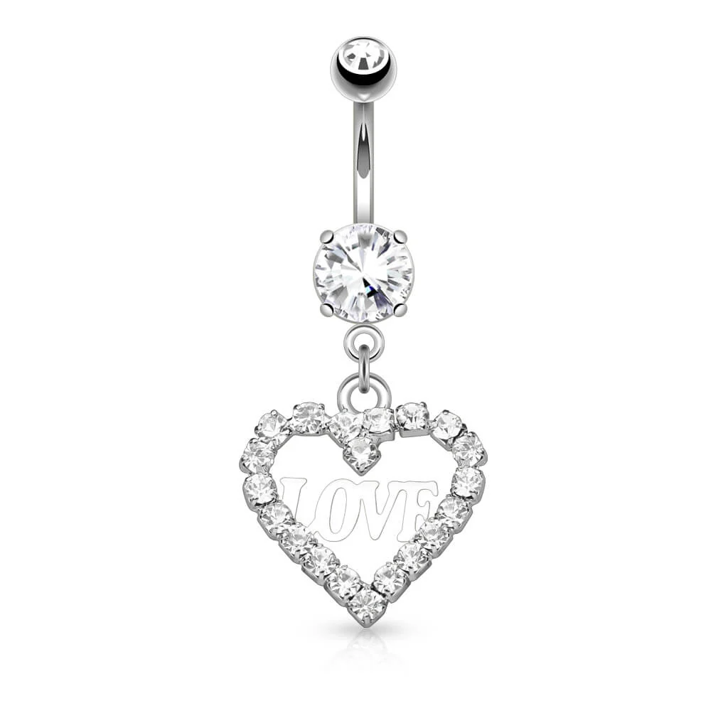 Piercing Nombril Pendentif Cœur Zircone - Image 2