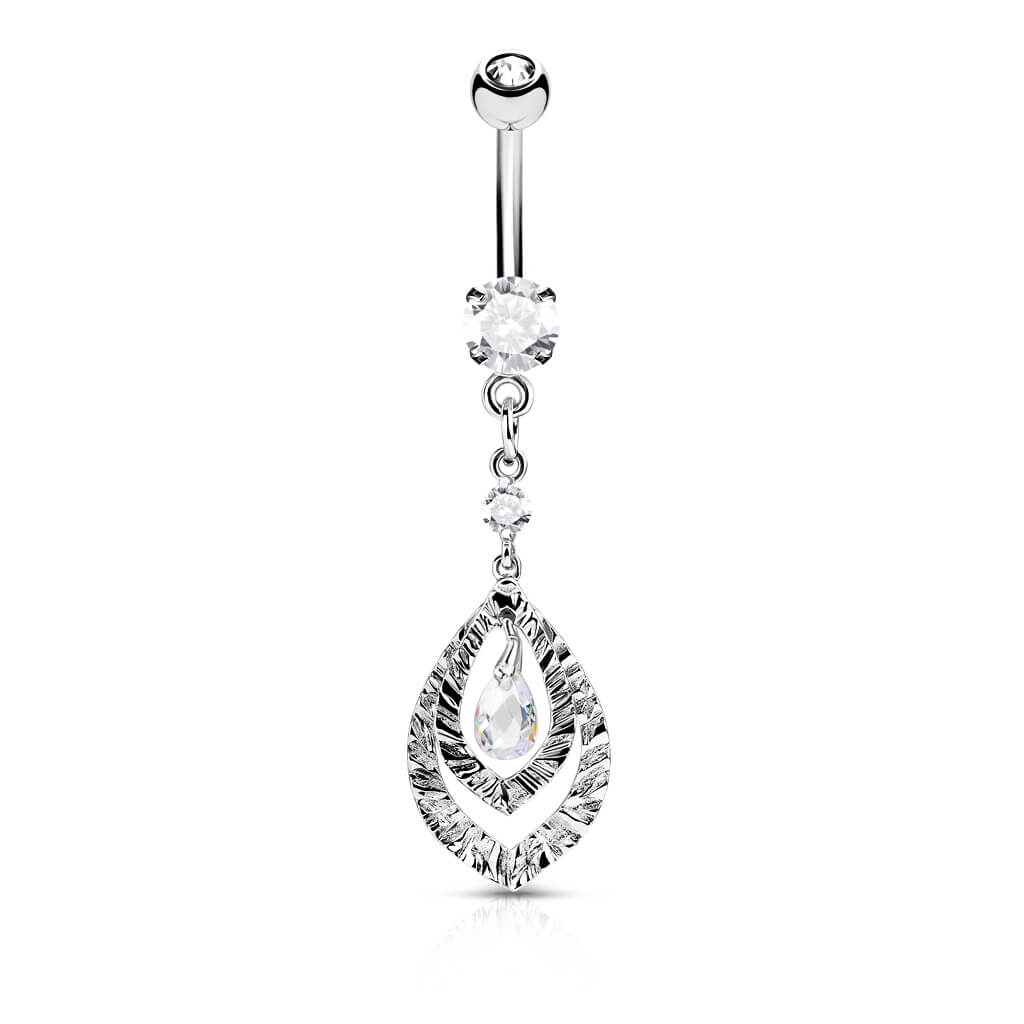 Piercing Nombril Pendentif Goutte Zircone - Image 2