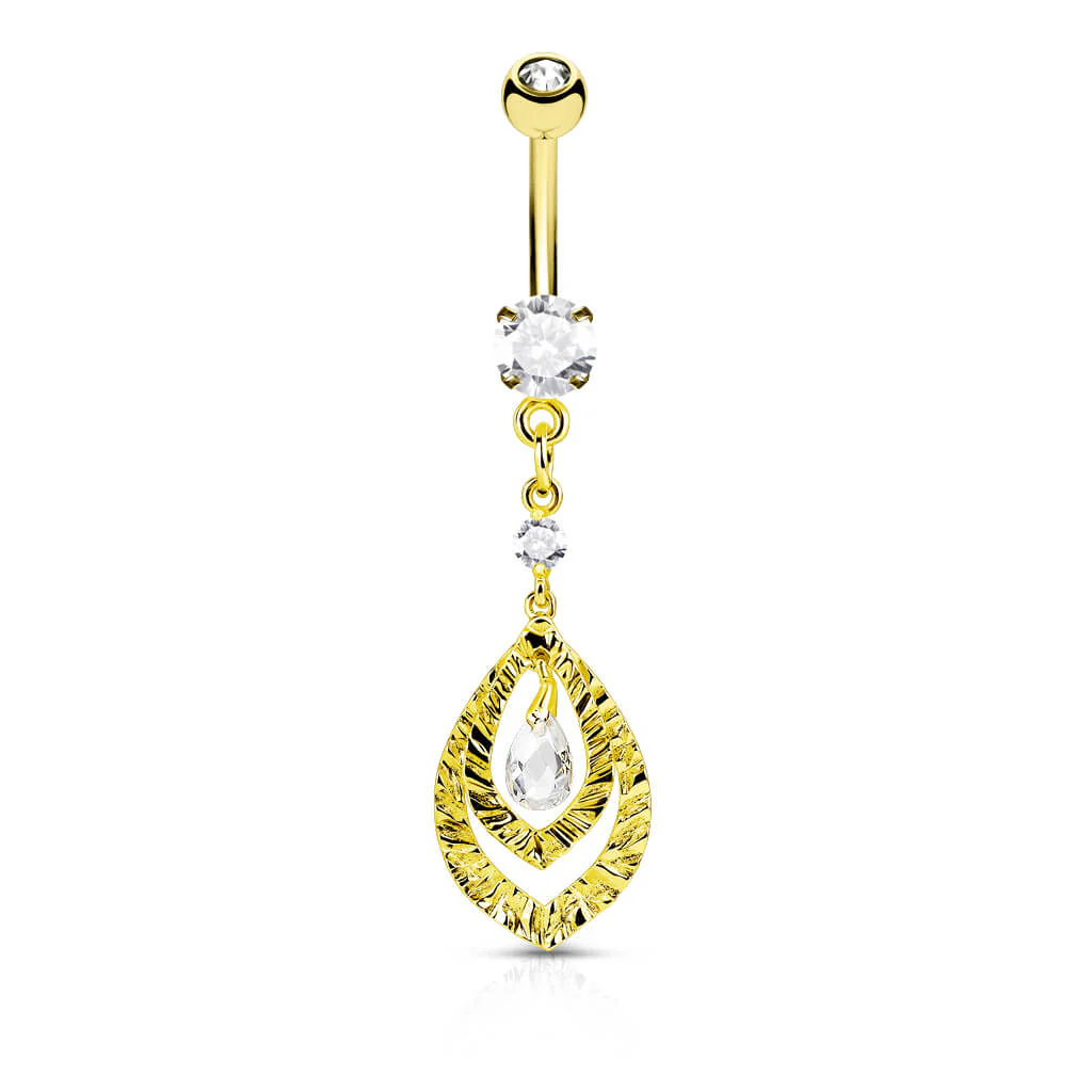 Piercing Nombril Pendentif Goutte Zircone - Image 3