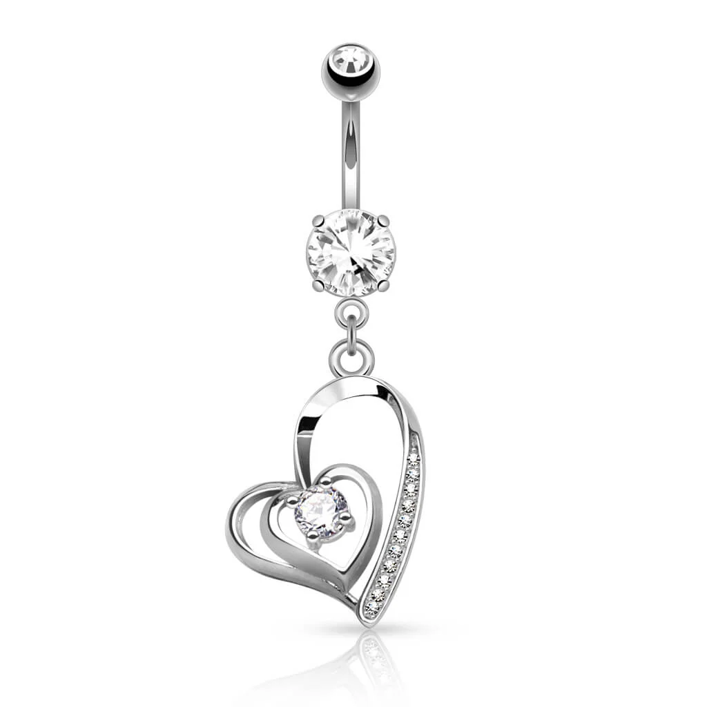 Piercing Nombril Pendentif Cœur Zircone - Image 2