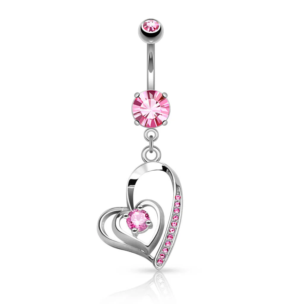 Piercing Nombril Pendentif Cœur Zircone - Image 4