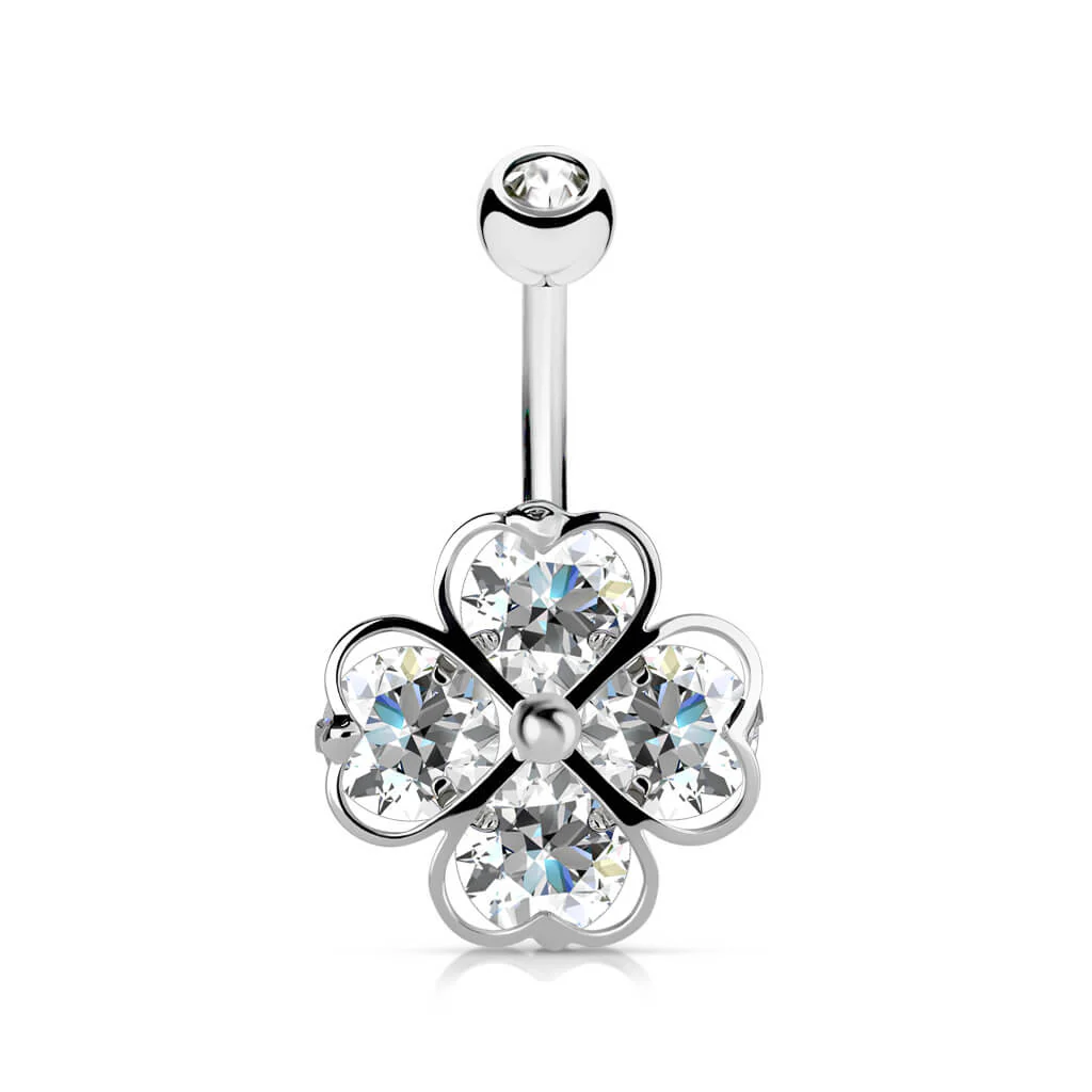 Piercing Nombril Trèfle Zircone - Image 2