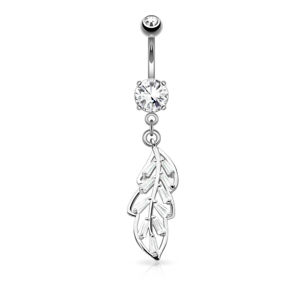 Piercing Nombril Pendentif Feuille Zircone - Image 2