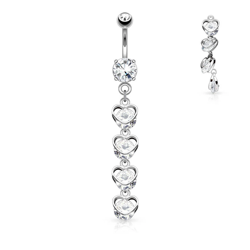 Piercing Nombril Pendentif Chaine De Cœur Zircone - Image 2