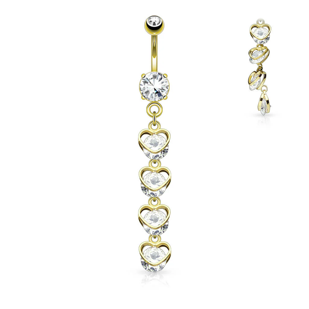 Piercing Nombril Pendentif Chaine De Cœur Zircone - Image 3