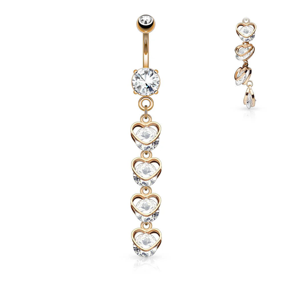 Piercing Nombril Pendentif Chaine De Cœur Zircone - Image 4