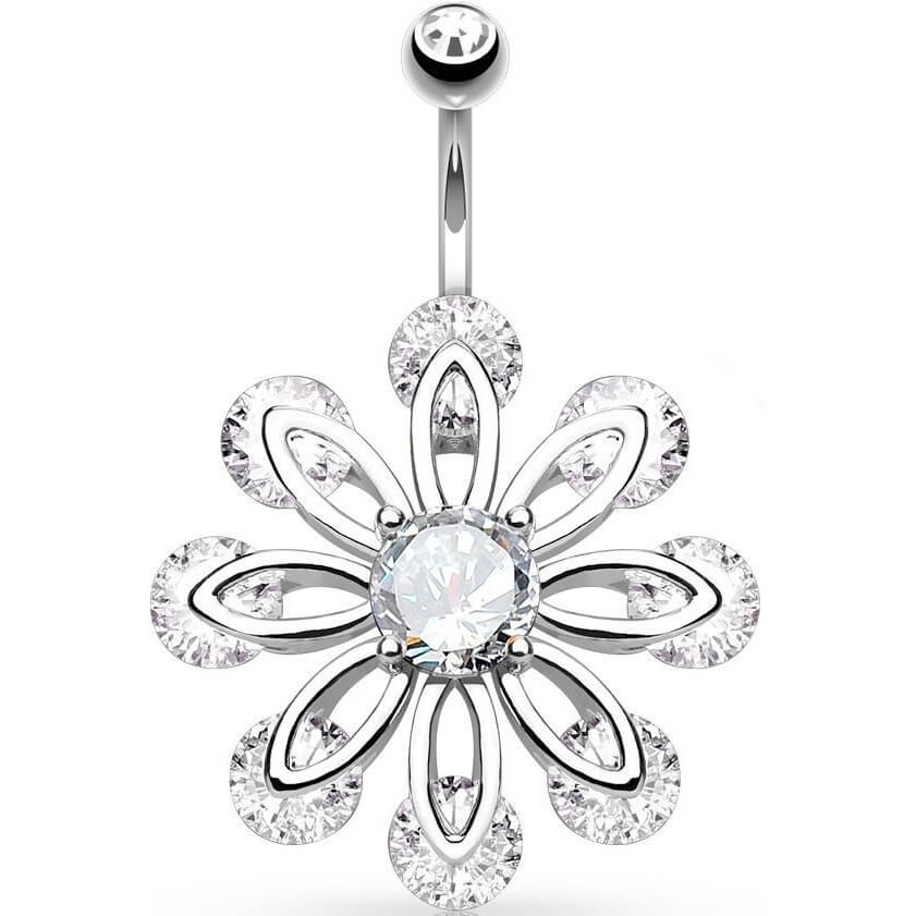 Piercing Nombril Fleur Zircone