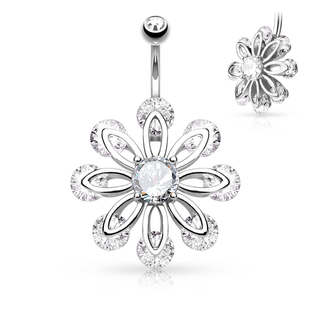 Piercing Nombril Fleur Zircone - Image 2