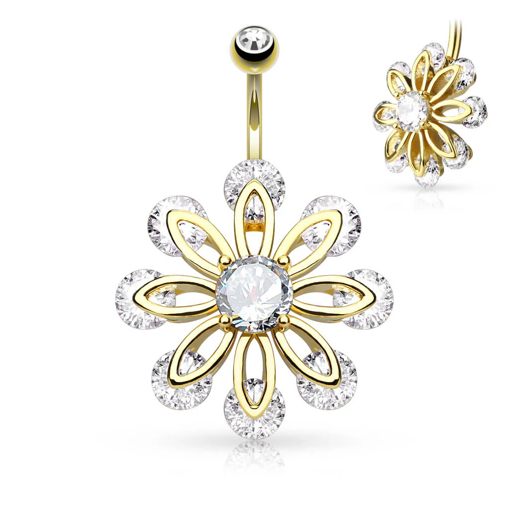 Piercing Nombril Fleur Zircone - Image 3