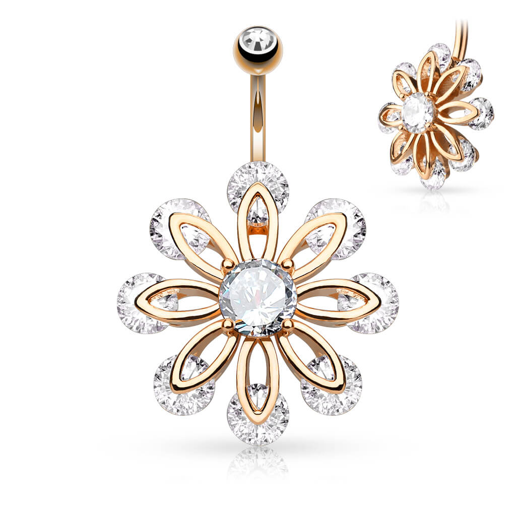 Piercing Nombril Fleur Zircone - Image 4